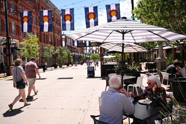 People eat lunch at a restaurant in Larimer Square in Denver on May 12, 2025. (Photo by Helen H. Richardson/The Denver Post)