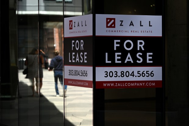 For Lease signs can be found throughout the downtown area in Denver, as seen here on May 13, 2025. (Photo by Helen H. Richardson/The Denver Post)