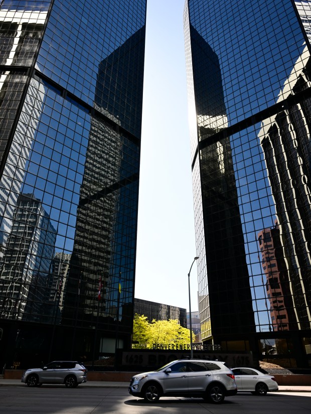 Denver Energy Center Towers I, left, and II, right, in Denver on Saturday, May 2, 2025. (Photo by Andy Cross/The Denver Post)