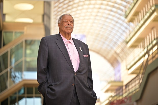 Former Denver Mayor Wellington Webb poses for a portrait at the Denver Center for the Performing Arts in Denver on Thursday, April 17, 2025. (Photo by Hyoung Chang/The Denver Post)